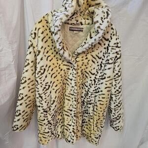 Tudor Court by Haband Fur Coat Large Ivory/Tan‎ Black Spotted Women